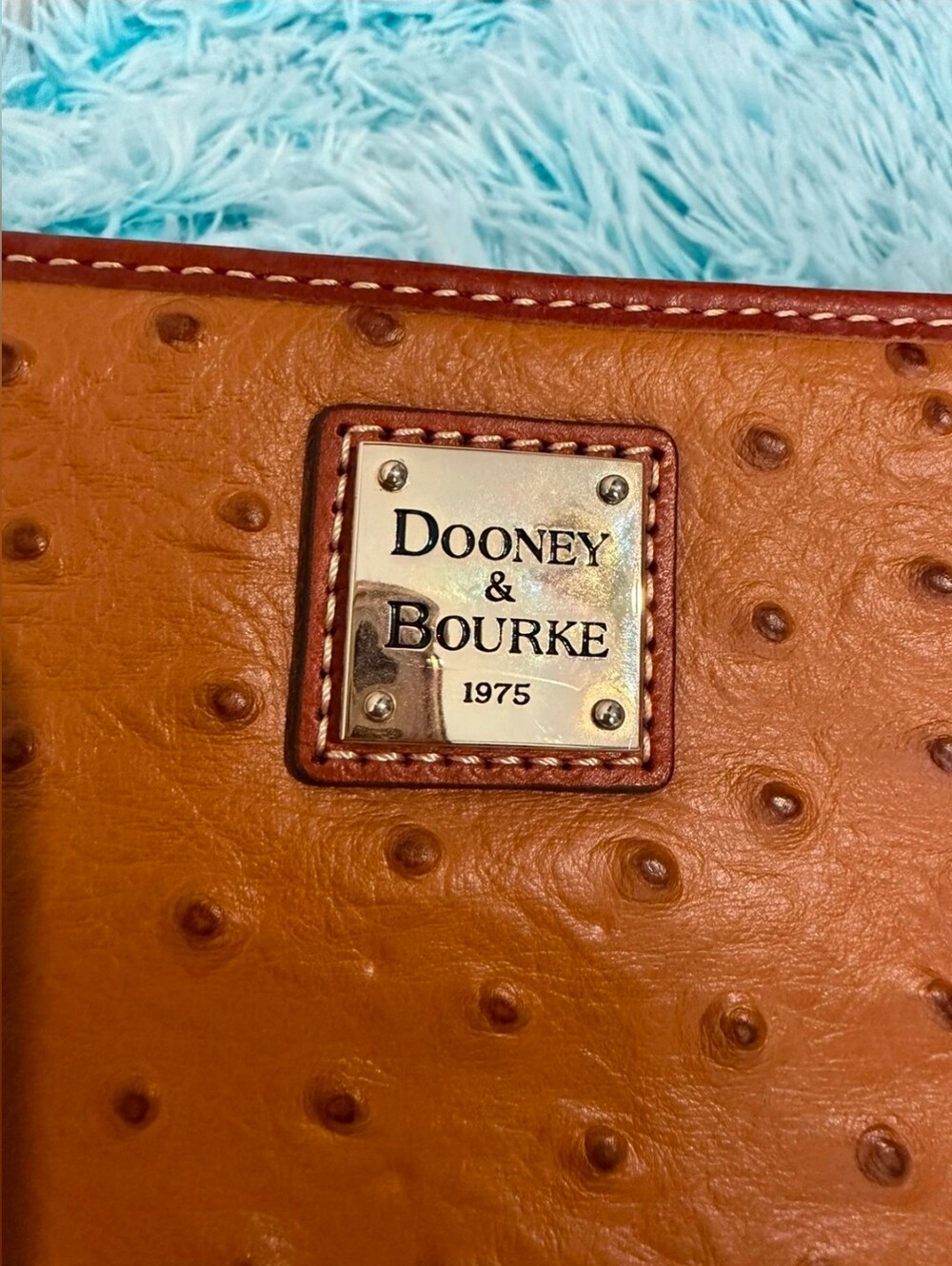 Dooney & Bourke Orange Ostrich-Embossed Wristlet - Picture 3 of 6